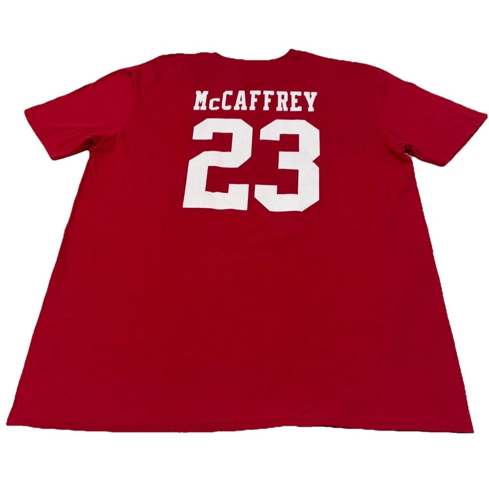 Christian McCaffrey #23 49ers Shirt Men XL Red NFL Fanatics Jersey Style Tee